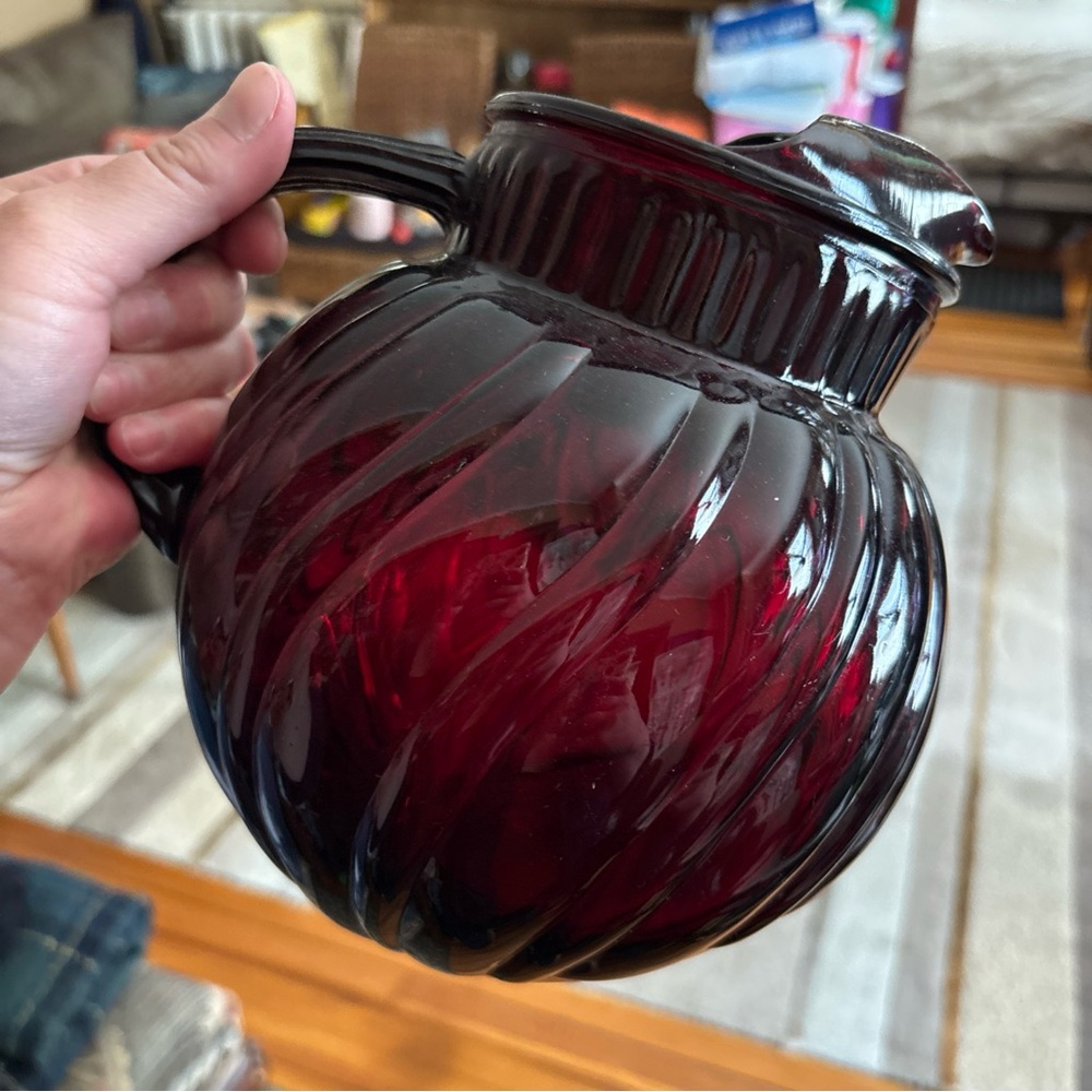 Ruby Red Glass Pitcher